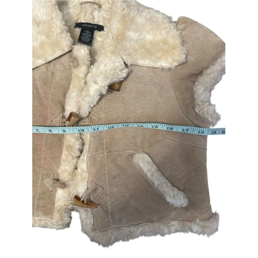 Arden B. Genuine Suede Faux Shearling Cropped Toggle Jacket Size M Y2K